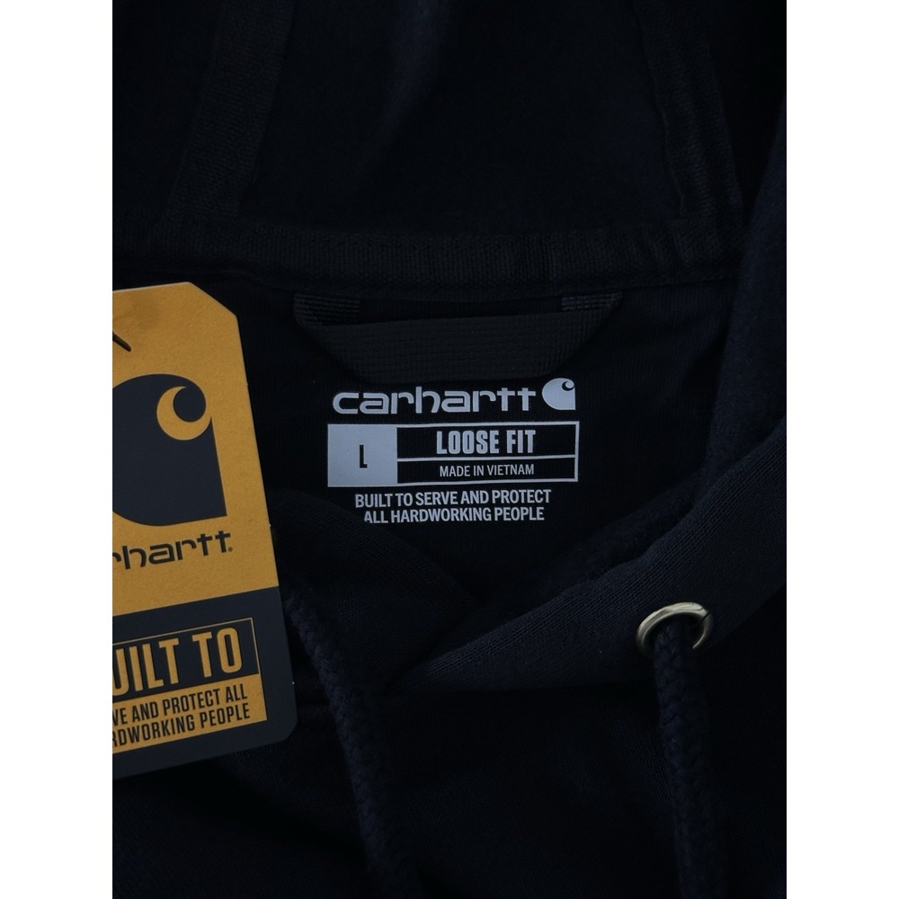 Carhartt K288 Black Hoodie Loose Fit Midweight Logo Sleeve Pullover Size L NWT - Picture 6 of 11